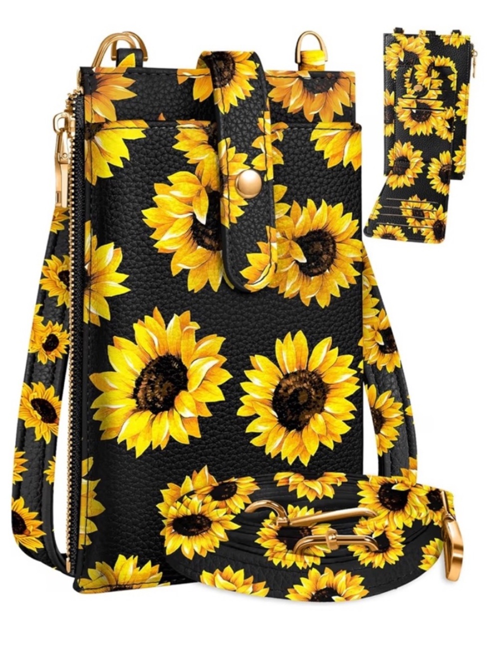 Sunflower Print Crossbody Bag/Wallet